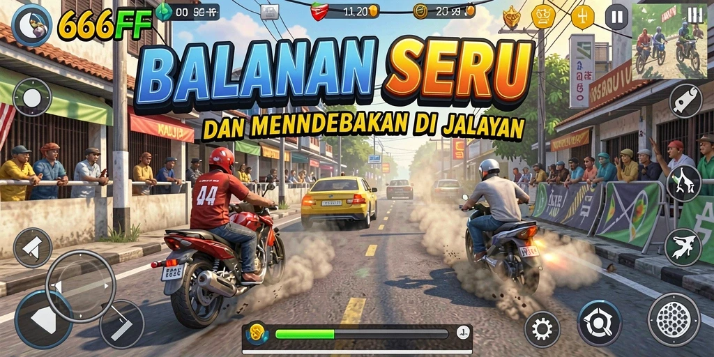 Screenshot utama 666FF menampilkan aksi balapan yang mendebarkan.