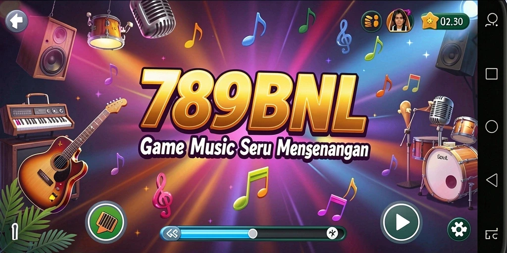 Screenshot gameplay 789BNL menampilkan tantangan musik yang seru.