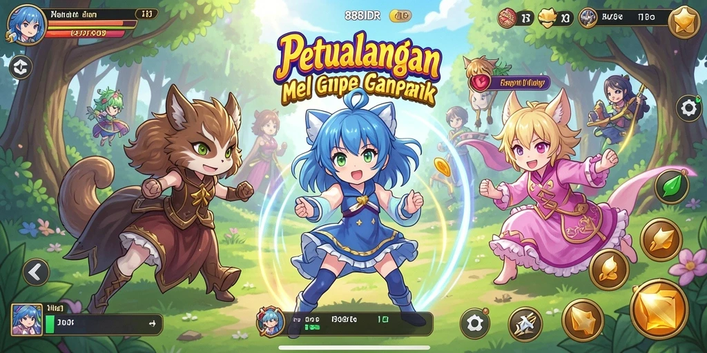 Tampilan gameplay menarik dengan karakter Anime yang beragam.