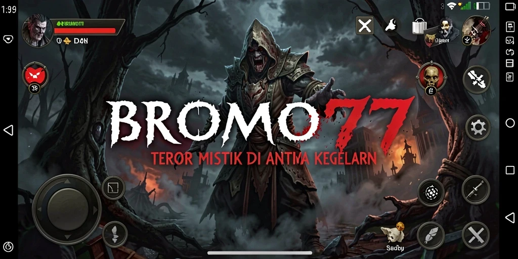 Screenshot menampilkan momen menegangkan dalam BROMO77.