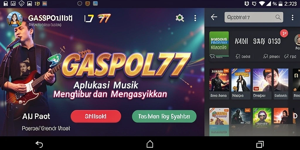 Screenshot GASPOL77 menampilkan antarmuka musik yang menarik dan mudah digunakan.