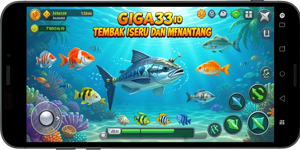 Gameplay seru GIGA33 saat pemain menembak ikan.