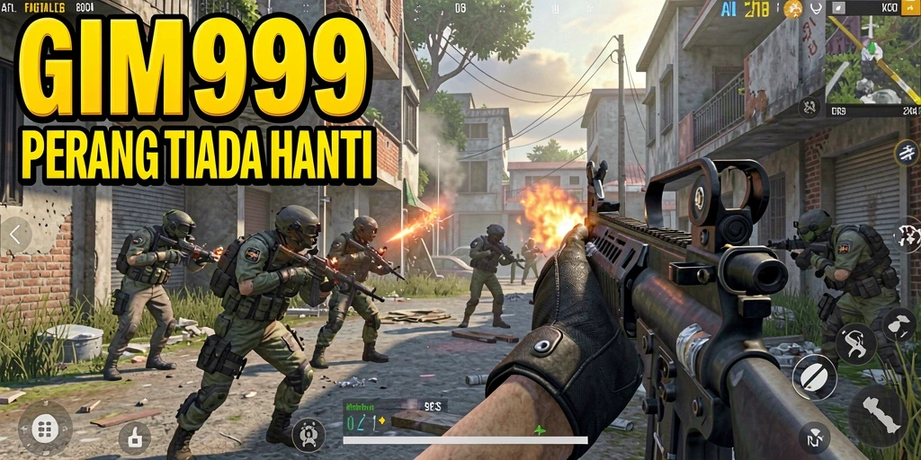 Screenshot GIM999 memperlihatkan aksi tembak-menembak yang menegangkan.