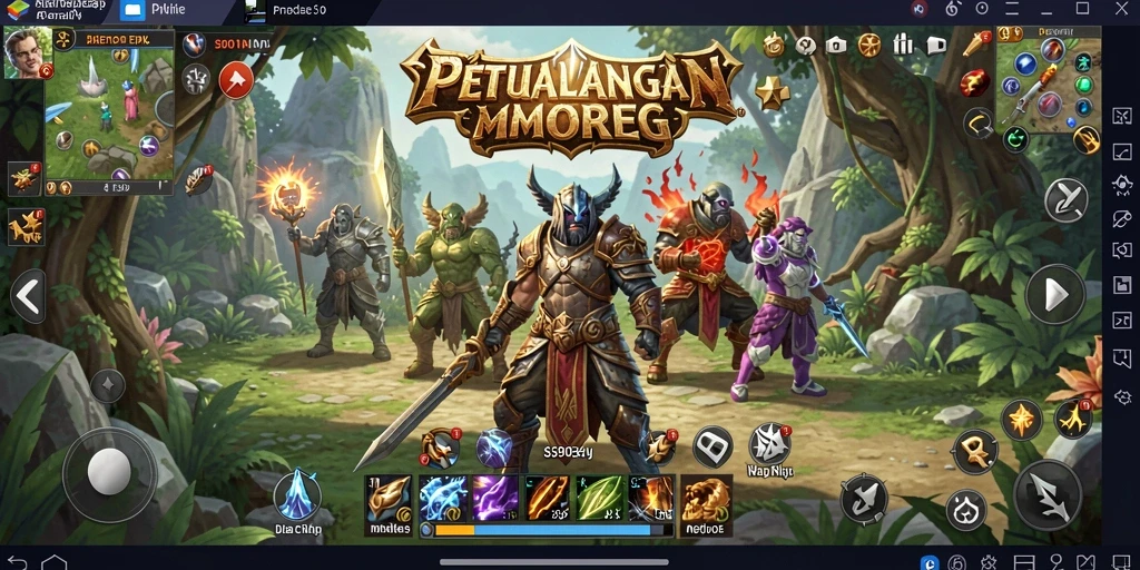 Screenshot dari gameplay S80 yang menunjukkan pertempuran MMORPG yang seru.