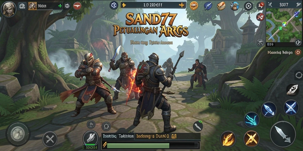 Screenshot SAND77 menampilkan aksi seru dalam pertempuran ARPG.