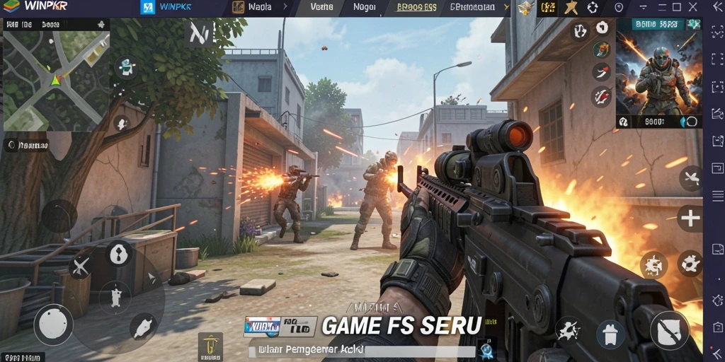 Screenshot dari gameplay mendebarkan WINPKR dengan aksi tembak-menembak yang intens.